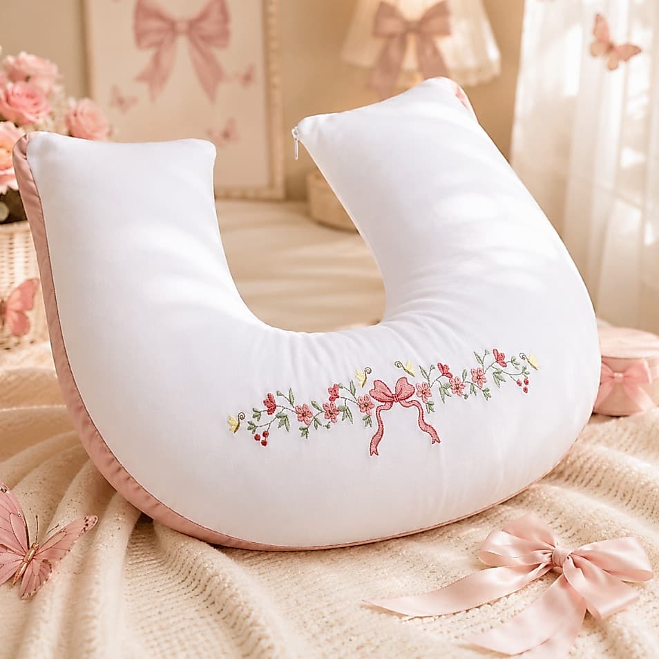 Almofada de amamentação menina travesseiro grande e firme luxo rose floral flores