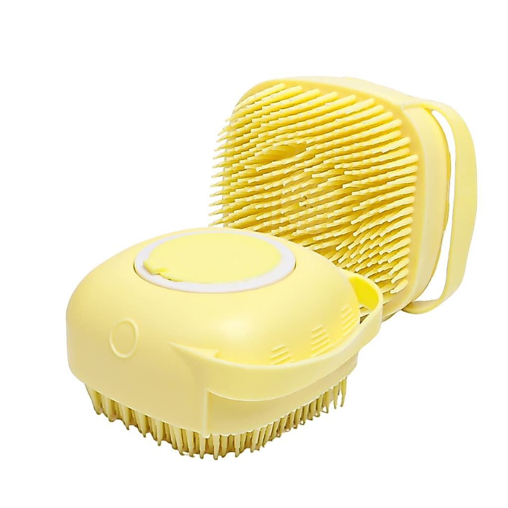 Escova de Banho Massageadora para Cães e Gatos em Silicone com Reservatório de Shampoo PetVita