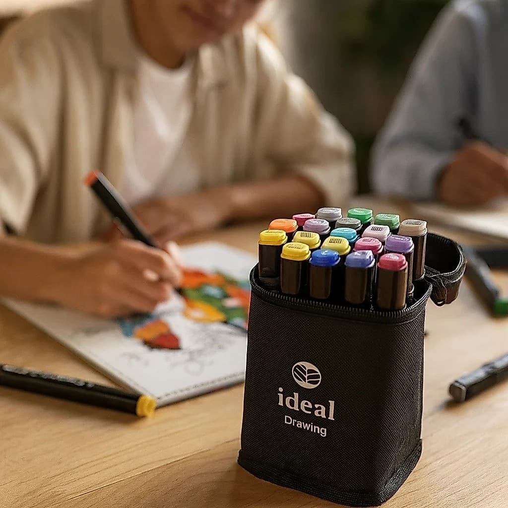 Estojo 24 Canetas Hidrográficas Colorir Ponta Fina Marcador Desenho Pintura Material Escolar Oferta