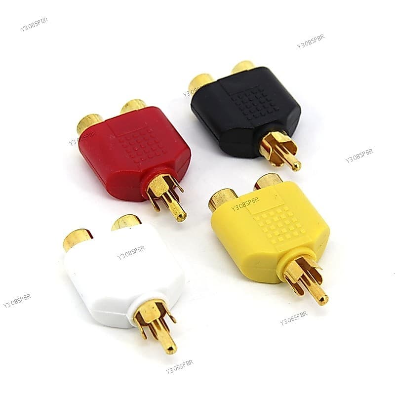 2/4 Pçs Banhado A Ouro Áudio Vídeo 1 rca Macho Para 2 Fêmea 2RCA Soquete Divisor Conversor AV Acoplador Conector Adaptad