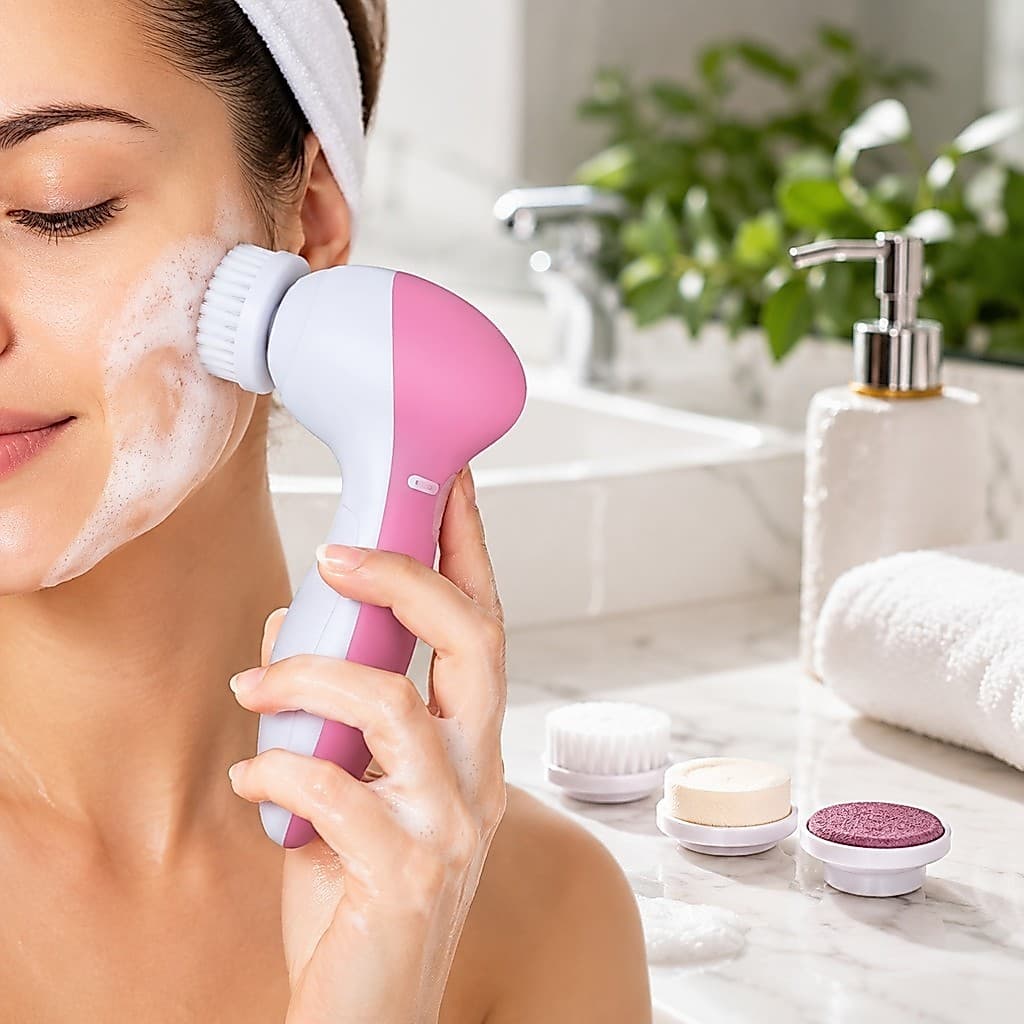 Escova Elétrica Limpeza Massageadora Facial Esfolia ção 5-em 1