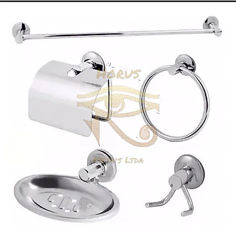 Kit Para Banheiro Completo Acessórios Em Inox Linha Stander 5 Peças