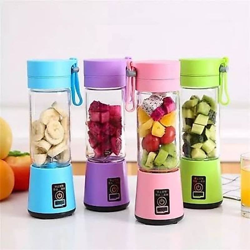 Mini Liquidificador Garrafa Portátil Mixer Juice Para Shake USB Recarregável 6 Lâminas Oferta Cor Aleatório