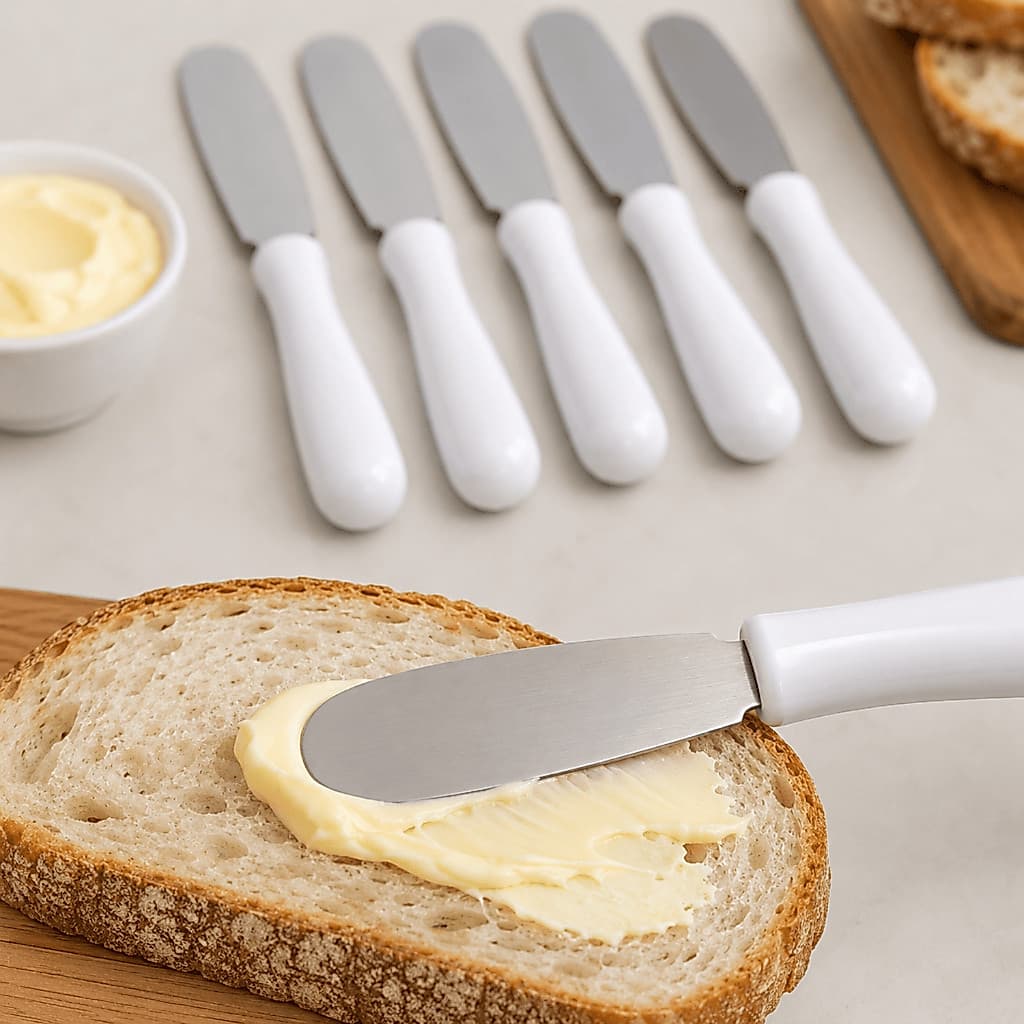 Kit Conjunto 6 Facas Espátula Inox para Patê Manteiga Geleia Utensilio para Casa Cozinha