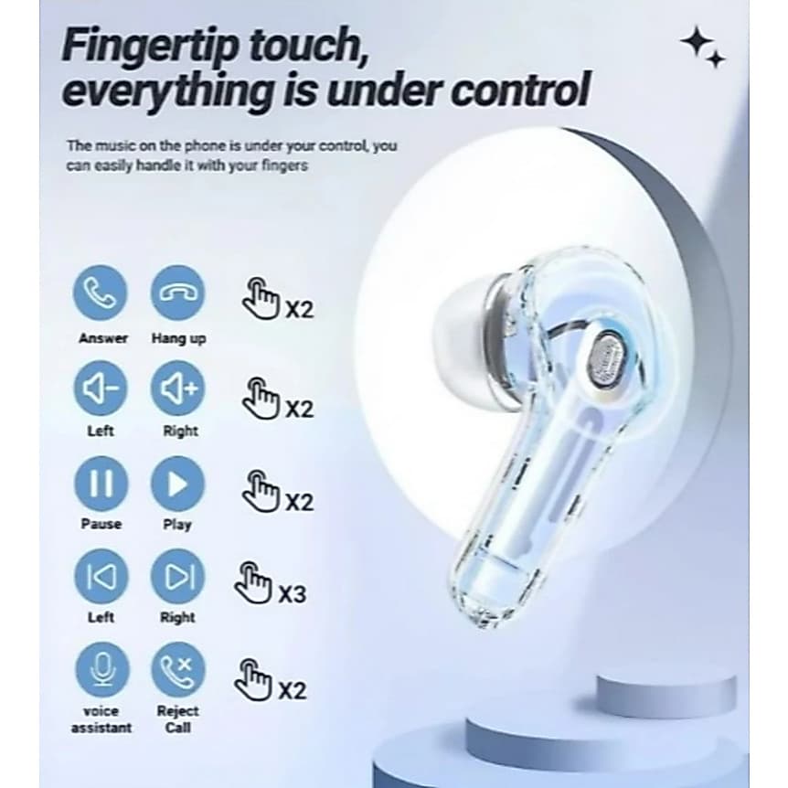 Fones De Ouvido Transparente Ultrapods Pro TWS Bluetooth 5.3 com Display LED e Redução De Ruído UltrapodsPRO Wireless