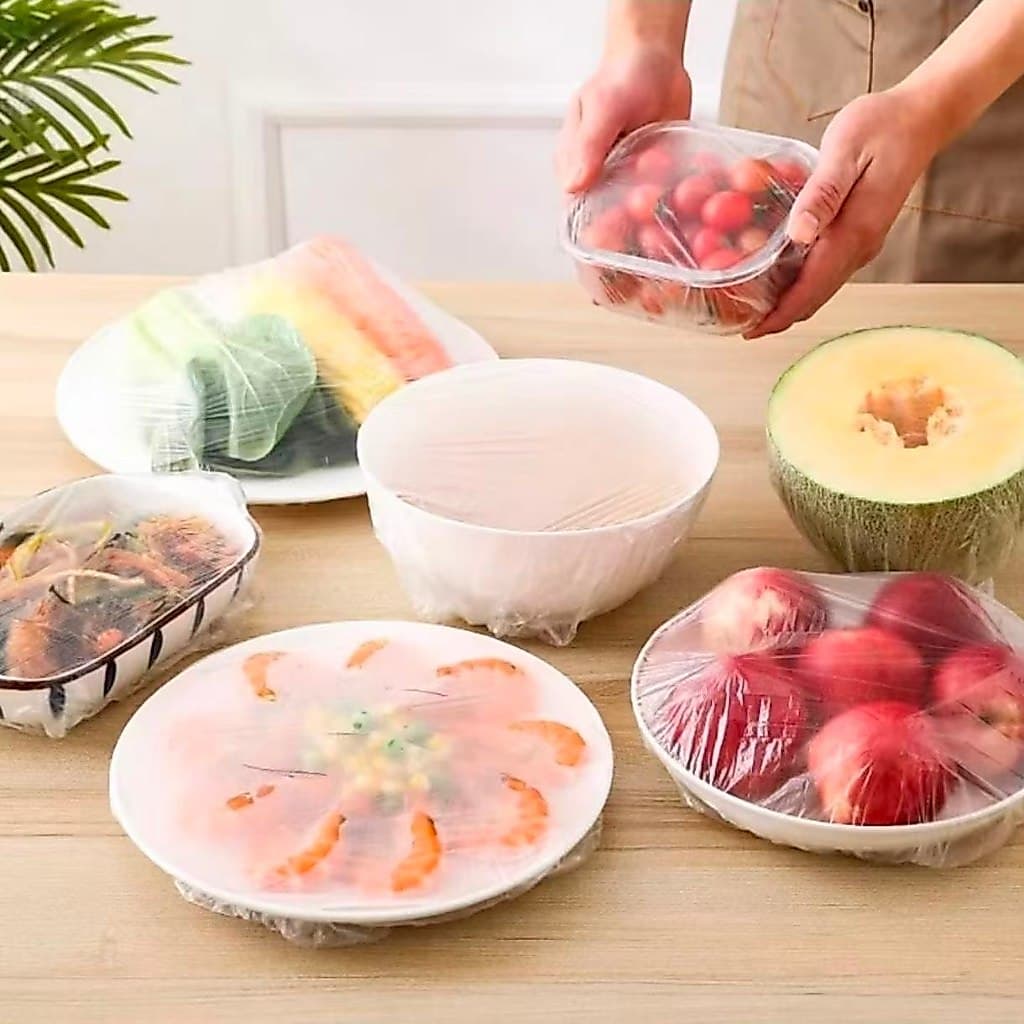 KIT De 100 á 300 Tampas De Plástico Descartável Para Alimento Com 100 Ate 300 Unidades