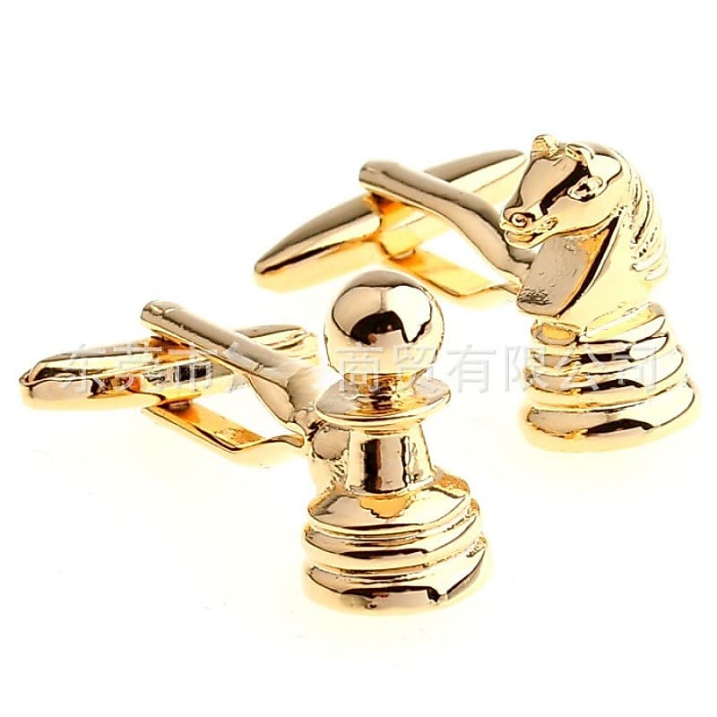 Abotoaduras em Estoque, Abotoaduras de Xadrez em Cores Ouro e Prata, Abotoadura Clássica de Xadrez