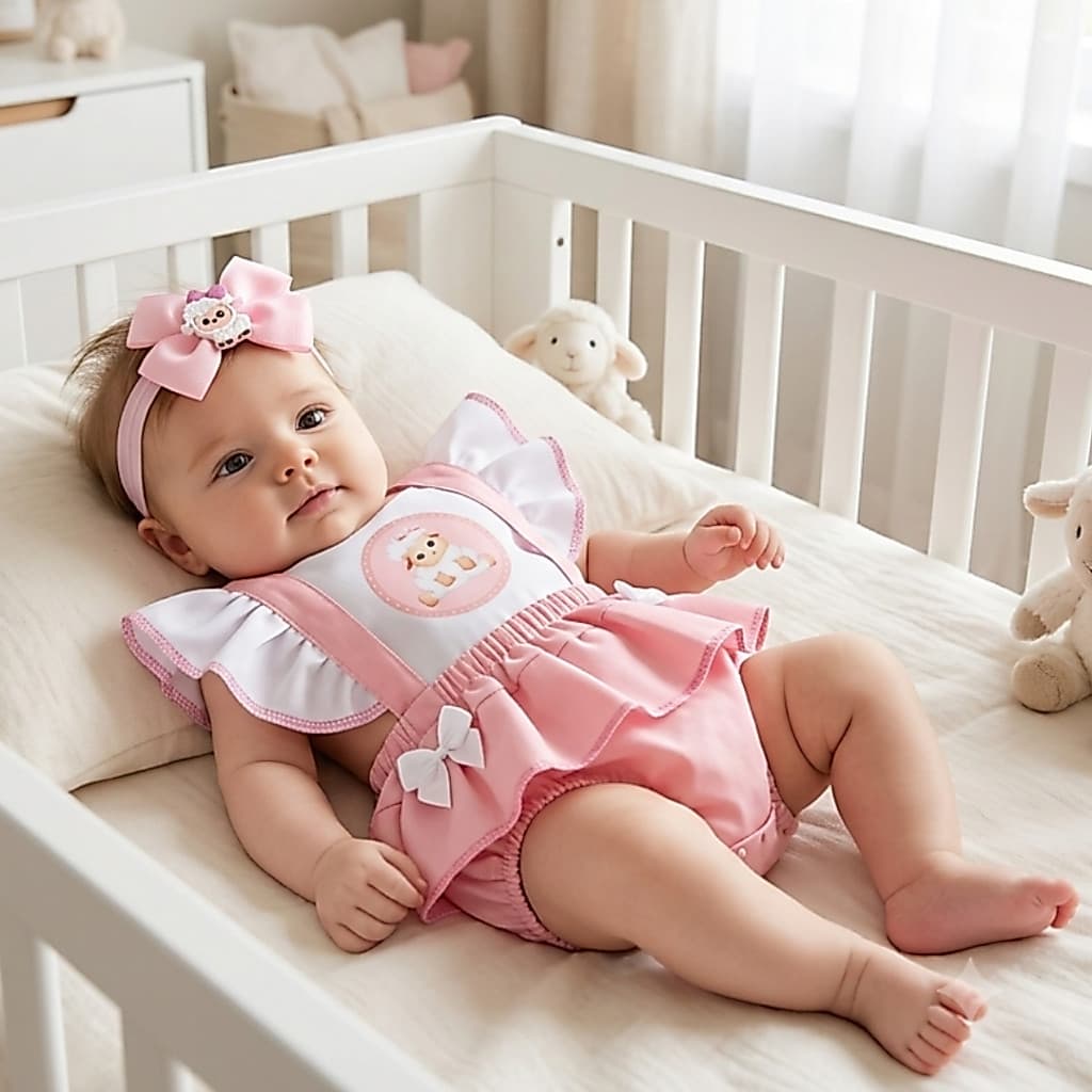 Romper Ovelinha Mêsversário temático 0 a 3 meses