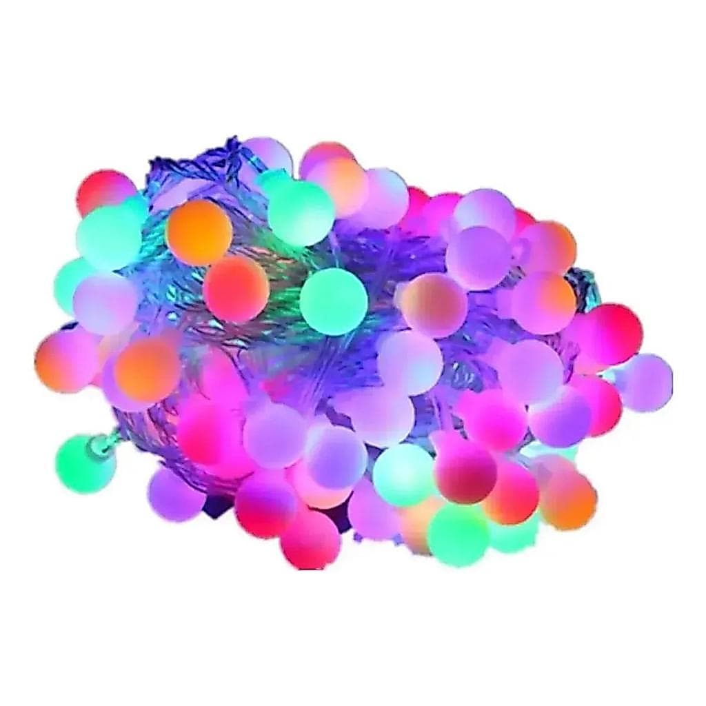 Pisca-Pisca Varal de LED 5m Colorido 110V SEMPRE  PISCADO AUTOMATICO com 40 Bolas Neon para Decoração