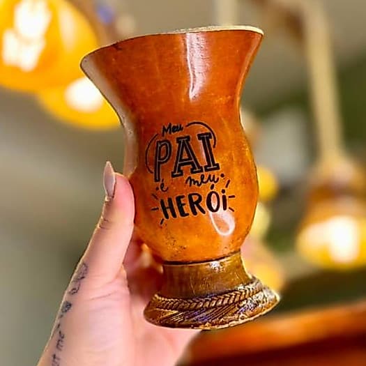 Cuia Porongo Chimarrão Personalizada Nome Logo Pé Simples Presente