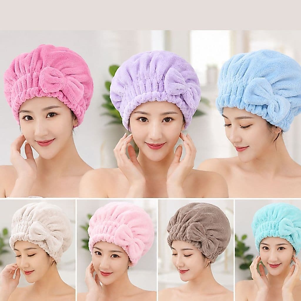 Kit 5 Touca para seca cabelo Mágica Touca de Banho Absorvente Toalha de Microfibra- 1010-1