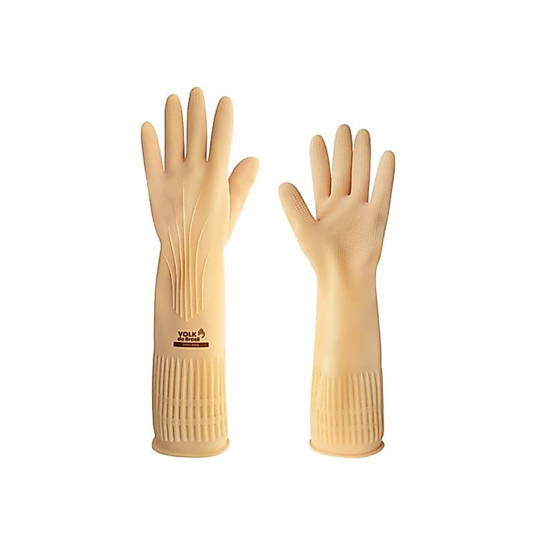 Luva em Látex Natural Modelo Ranhurada Cano Longo  Riscos Mecânicos e Químicos C.A. 15100