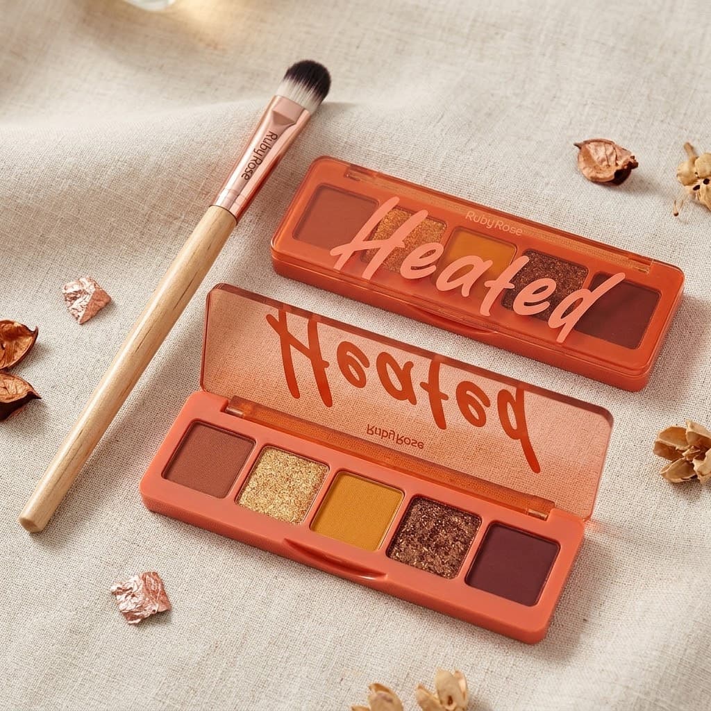 Paleta de Sombras Heated HB F534 + Pincel GF14 Glass - Ruby Rose