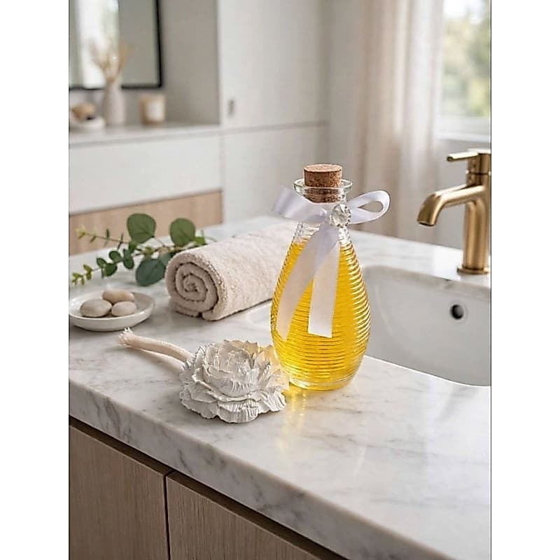 DIFUSOR DE AROMAS 300 ML FRASCO DE VIDRO E FLOR FEITA DE GESSO