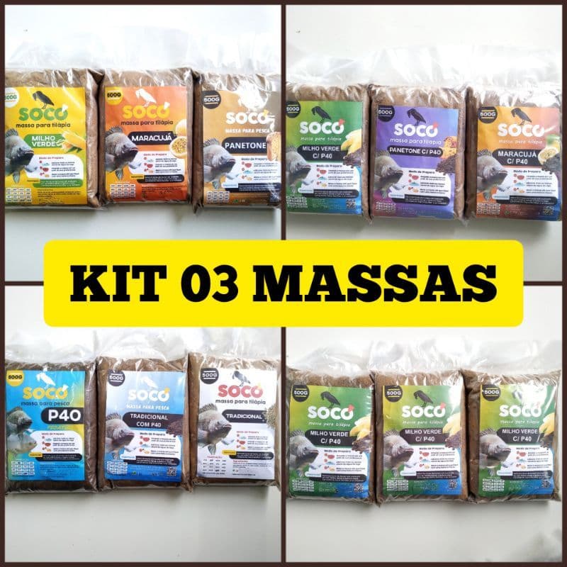 KIT 3 MASSAS PRA PESCA SOCÓ DIVERSAS OPÇÕES