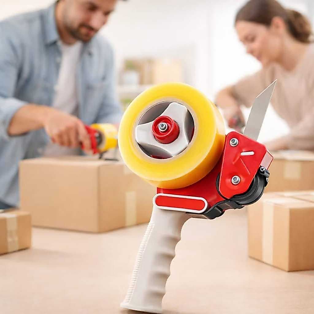 Suporte Aplicador de Fita Adesiva 48mm Manual Reforçado com Lâmina de Corte e Empunhadura Ergonômica