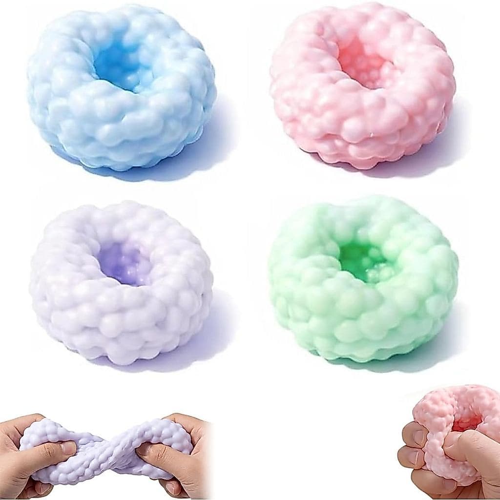 4Pcs Crunchy Squishy Noisy Stress Balls Ice Skin Fidget Sensory, Sand Squishys, Portable Desktop Relief Stress Balls for