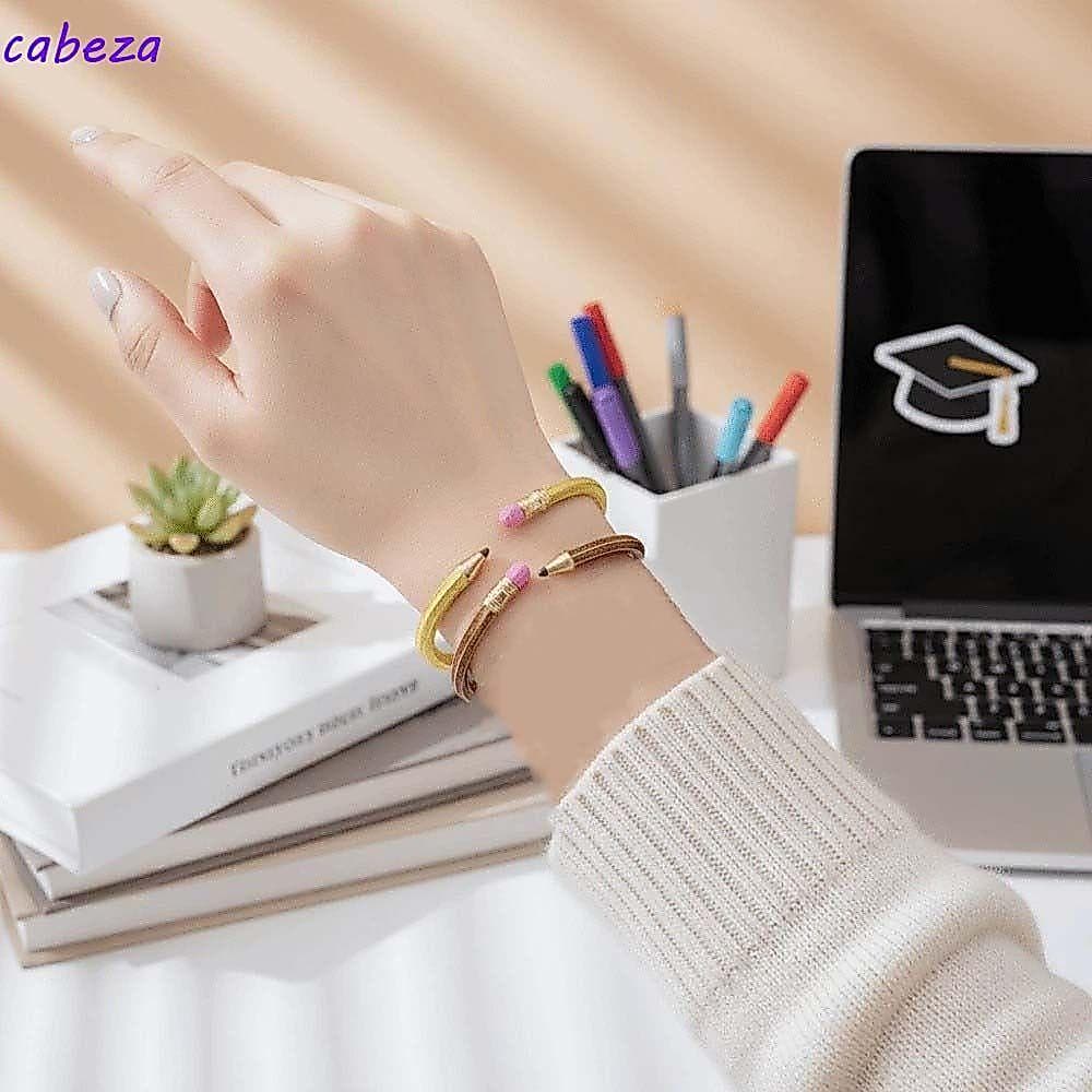 Pulseira Em Formato De Lápis CABEZA , Punho Aberto Forma De C , De Esmaltado Com Dobradiça De Mola Flexível , Detalhe De