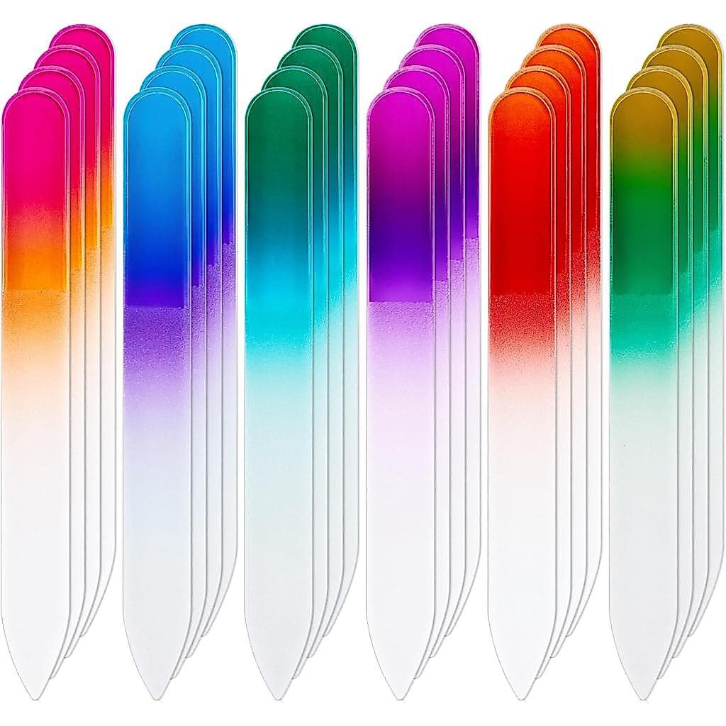 Mudder Pacote com 24 Mini Lixas de Unha de Vidro com Estojo de Plástico, Pequenas Lixas de Cristal para Unhas de Vidro T