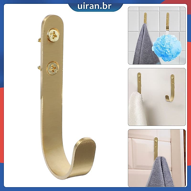 🏠 4 Ganchos Decorativos Dourados De Latão Para Pendurar Roupas Em Casa
