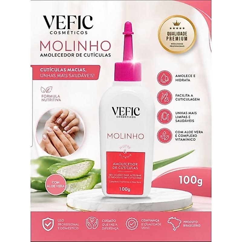 Amolecedor de Cutículas Vefic Molinho 100g com Aloe Vera e Complexo Vitamínico