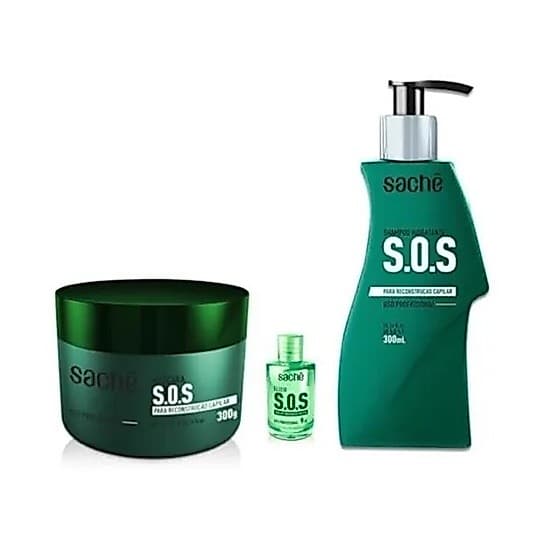 Kit SOS um shampoo 300ml,uma mascara de 300grs. óleo elixir de 9ml Sachê Professional