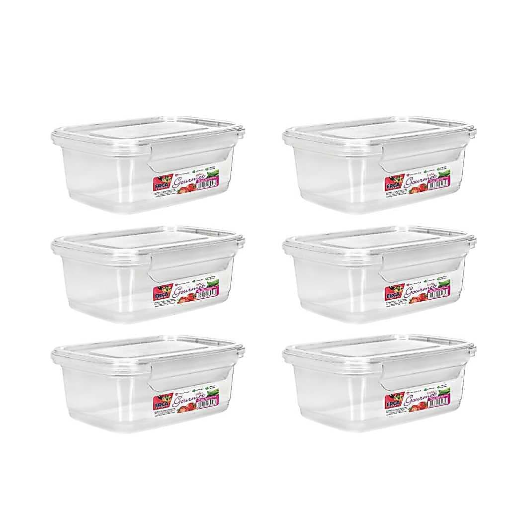 Kit 6 Potes 750ml Marmita Fitness Semanal Organizador com Travas Livre BPA Microondas Freezer