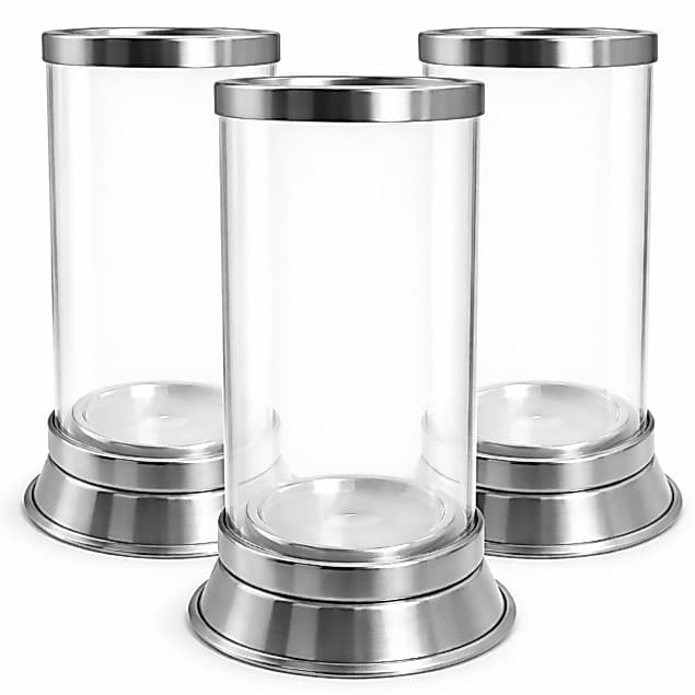 Kit 3 Porta Vela 7 Dias Vidro Antichamas Base Alumínio Proteção Vento Seguro Resistente Decorativo Premium