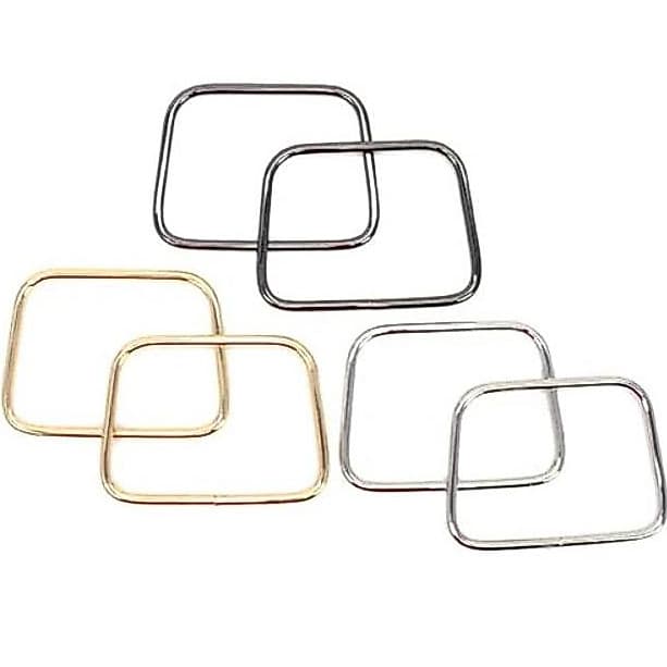 Par de Alças de Metal Retangular para Bolsas 11 x 8cm - Círculo