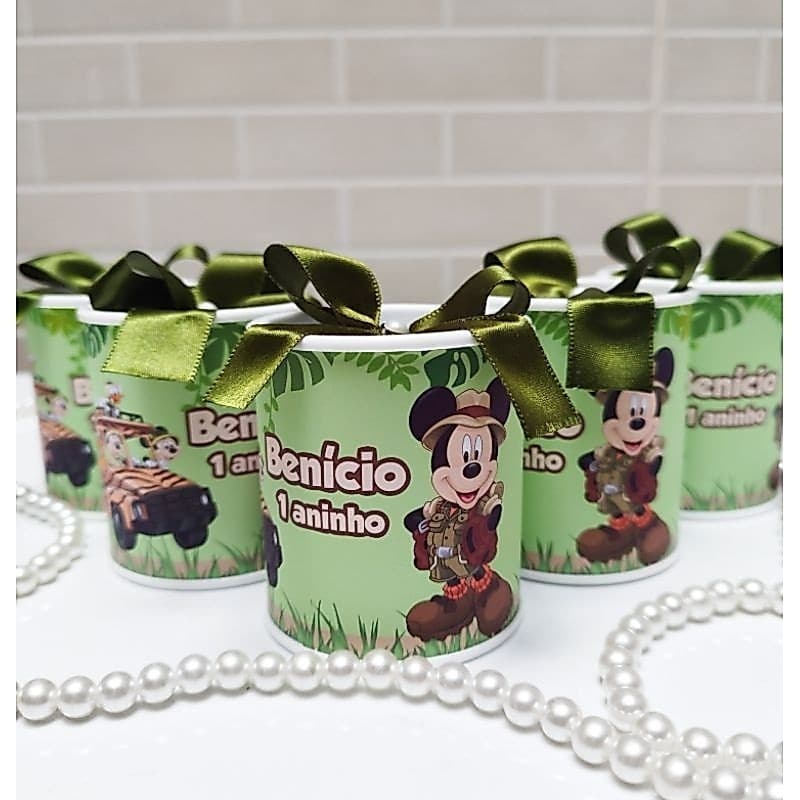 Tubolatas 7 x 6 Mickey Safari  Lembrancinha Festa Infantil Tubolata Personalizada Maternidade Nascimento