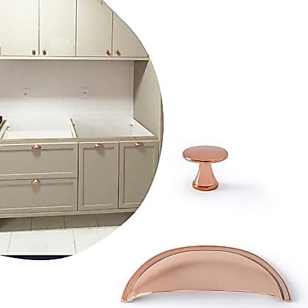 Combo de puxadores 4 unidades concha e botão rose gold para móveis gavetas armarios