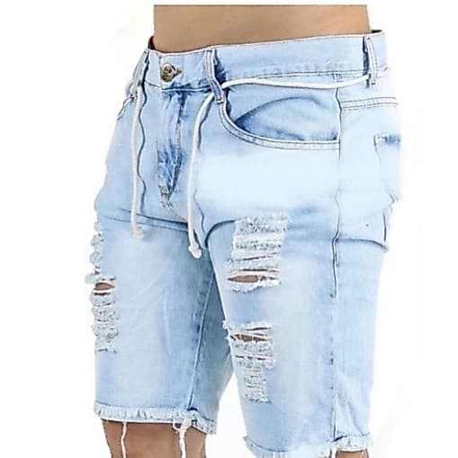 Bermuda Jeans Rasgada Masculino Clara Escura Preta e Branca Slim Premium Com Lycra Promoção envio imediato