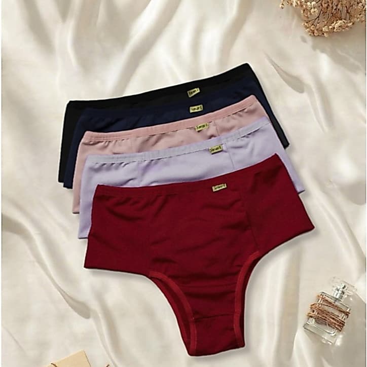 Kit 4 Calcinha REGULAR e PLUS SIZE cintura alta lateral larga e dupla modeladora
