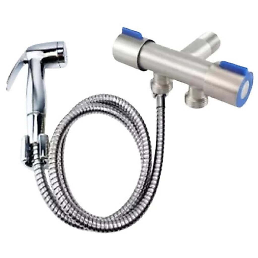 Ducha Higiênica Com Registro Duplo Saída De Água Cromado Aço Inox Flexível
