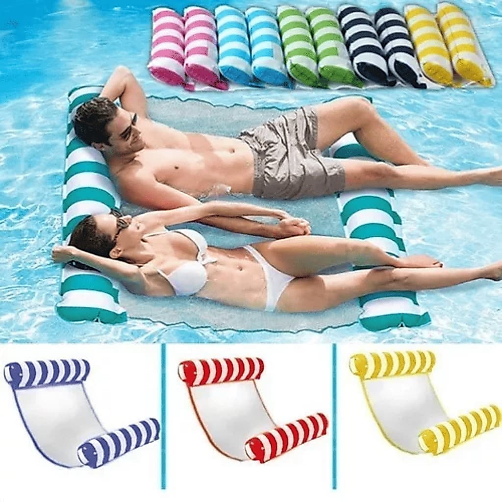 Kit 4 Boias Rede de Piscina Cama Inflável Flutuante Boia Adulto e Infantil Reclinável