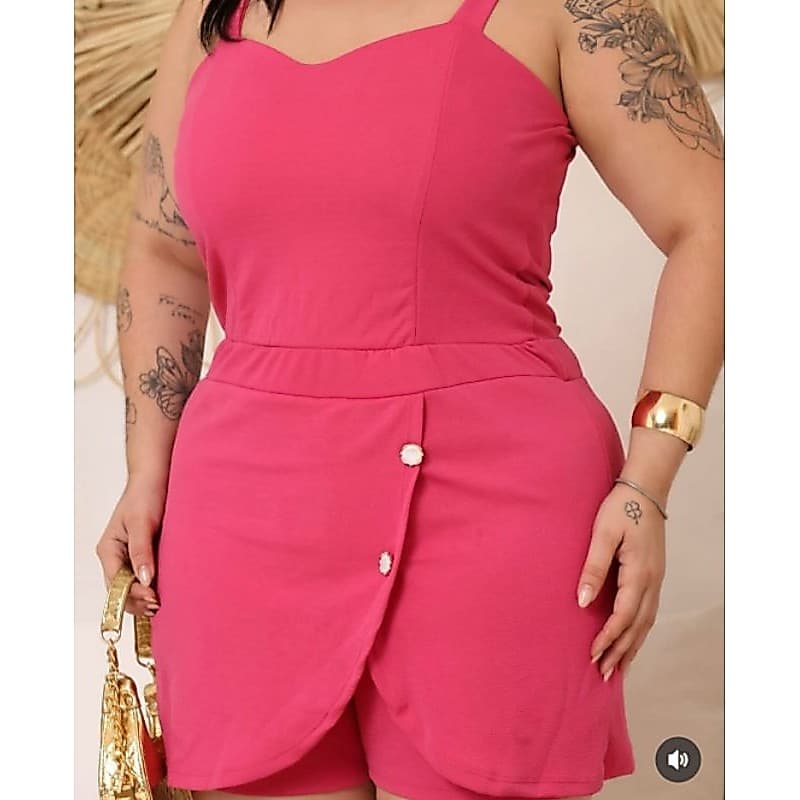 MACACÃO  PLUS SIZE SHORTS SAIA VESTE DO 46 AO 50 MACACÃO FEMININO MODA VERÃO ZERO TRANSPARÊNCIA