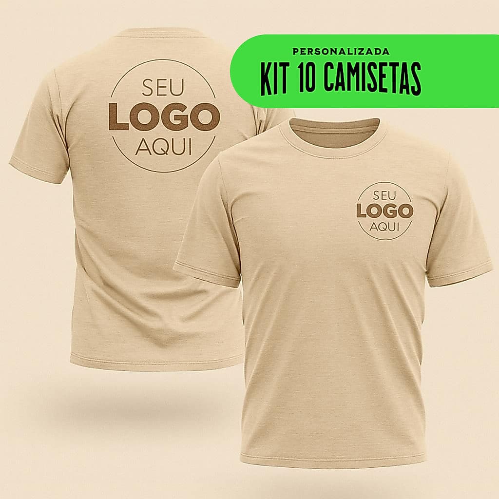 KIT 10 Camisetas da Sua Empresa ou Estampa Preferida Personalizada - 100% Algodão