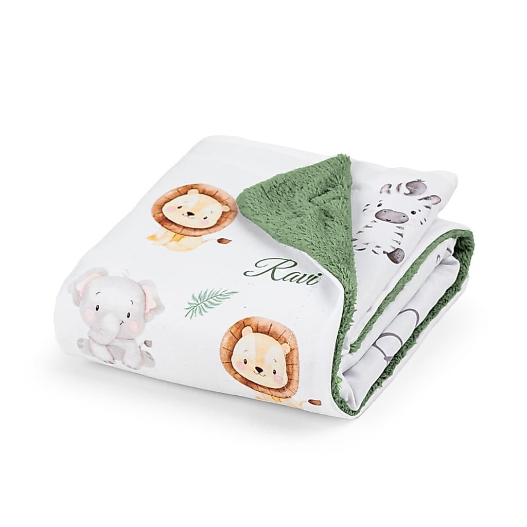 Manta bebê Saída de Maternidade Personalizada com o Nome do seu Bebê Verde,  menino e menina Cobertor Antialérgico Soft