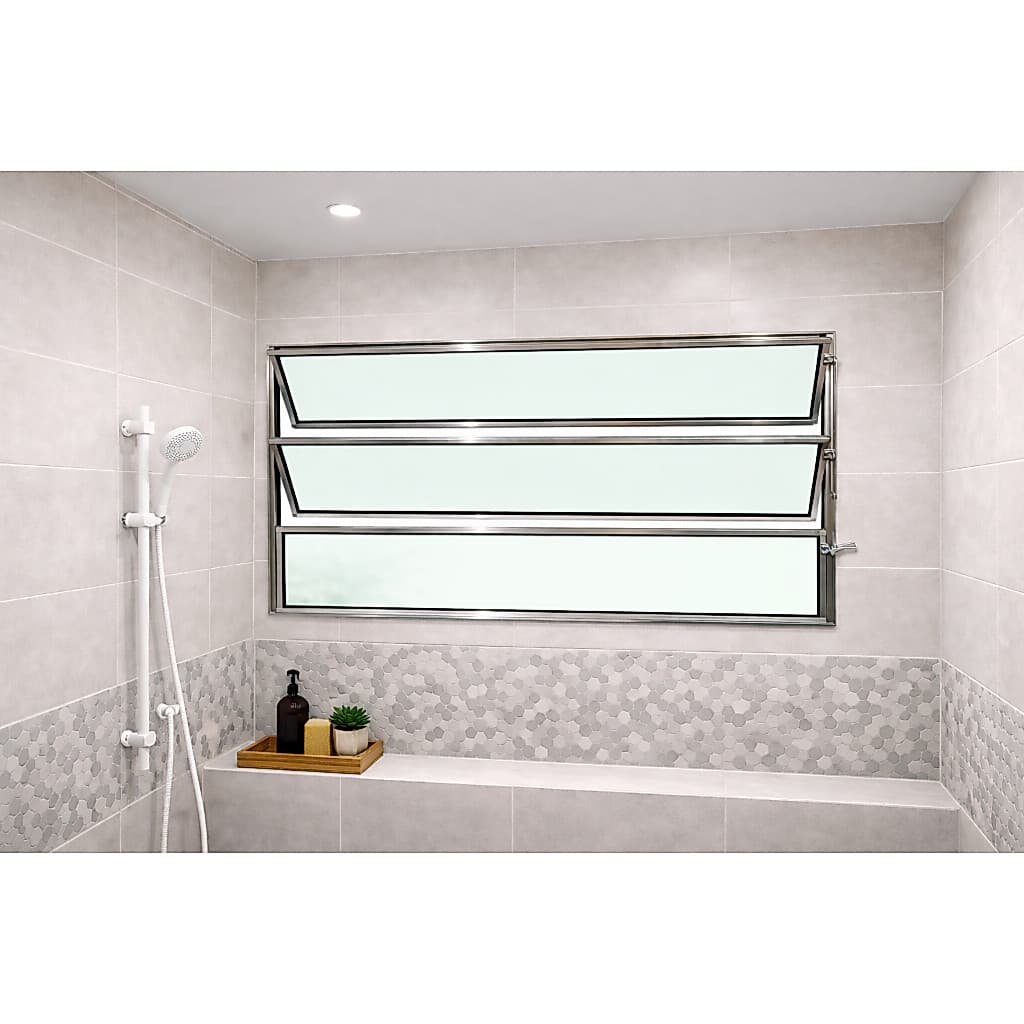 Vitro Basculante 60 x 80 Alumínio Brilhante Vidro Liso