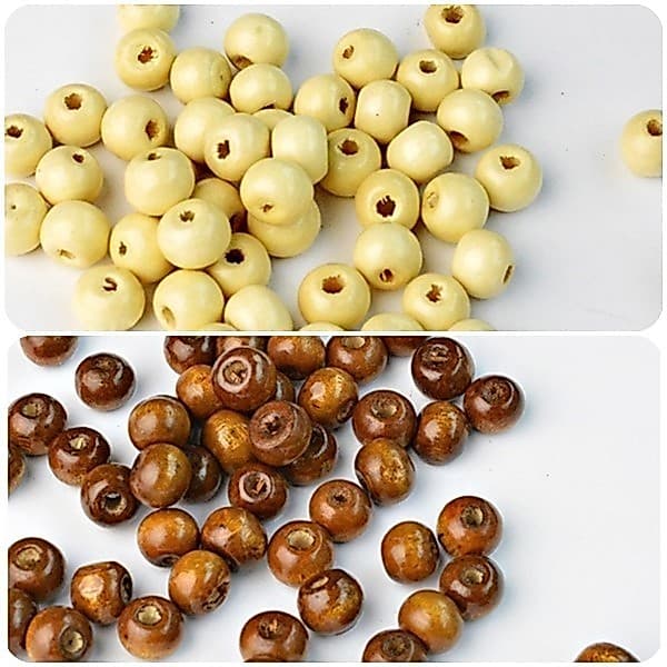 Miçanga Bola de Madeira 8mm ou 10mm para Terços 100 Unidades 2 opções de Cores a sua Escolha