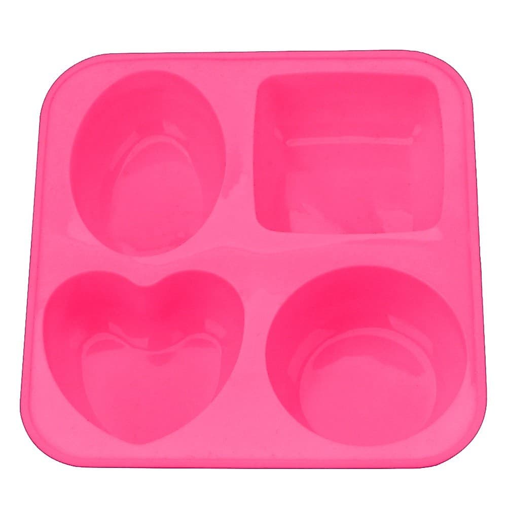 Molde Silicone Sabonete Coração Redondo Oval E Quadrado 4cav