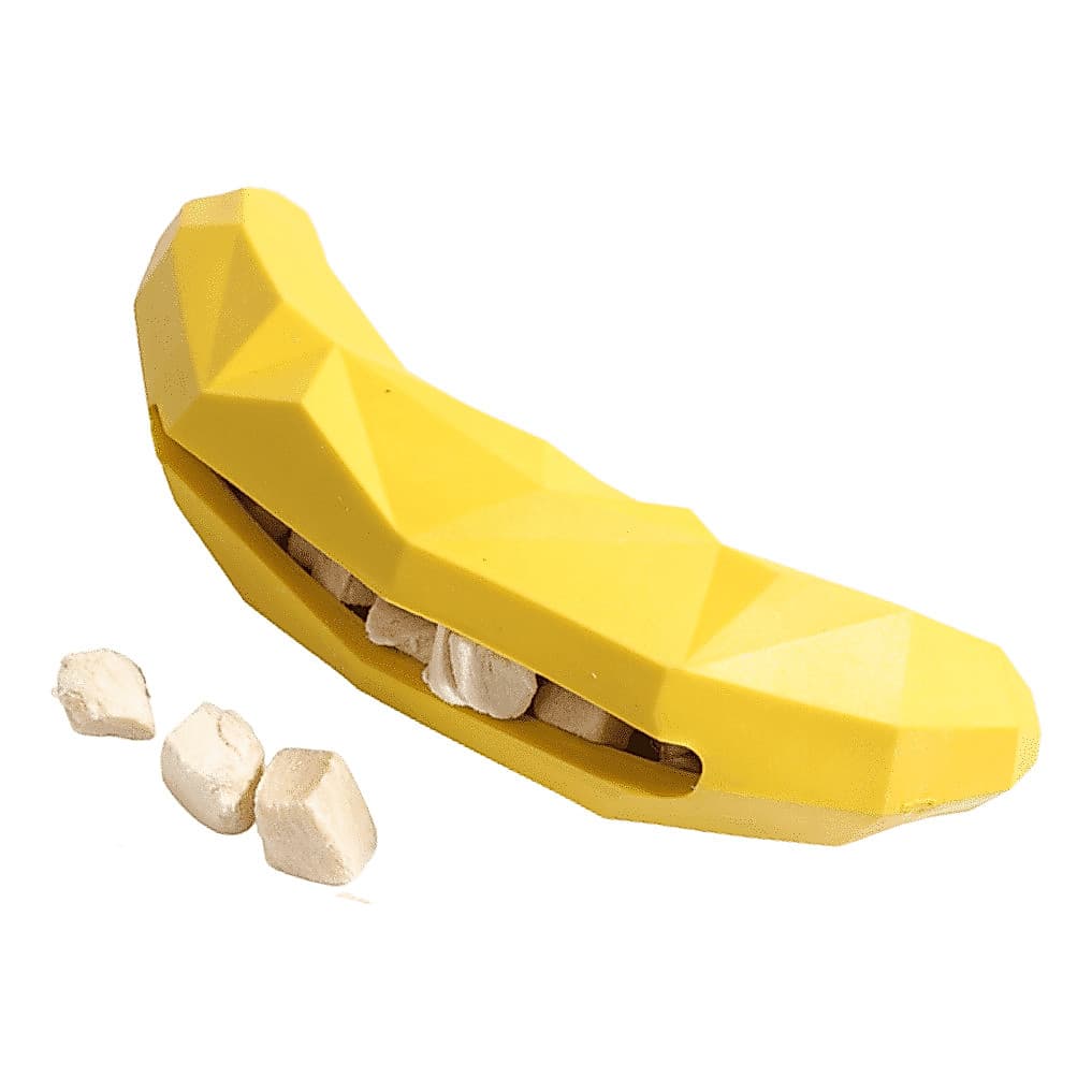 Brinquedo de Cachorro Mordedor Pet Interativo Banana Petisqueira Comedouro Lento Porta Petisco