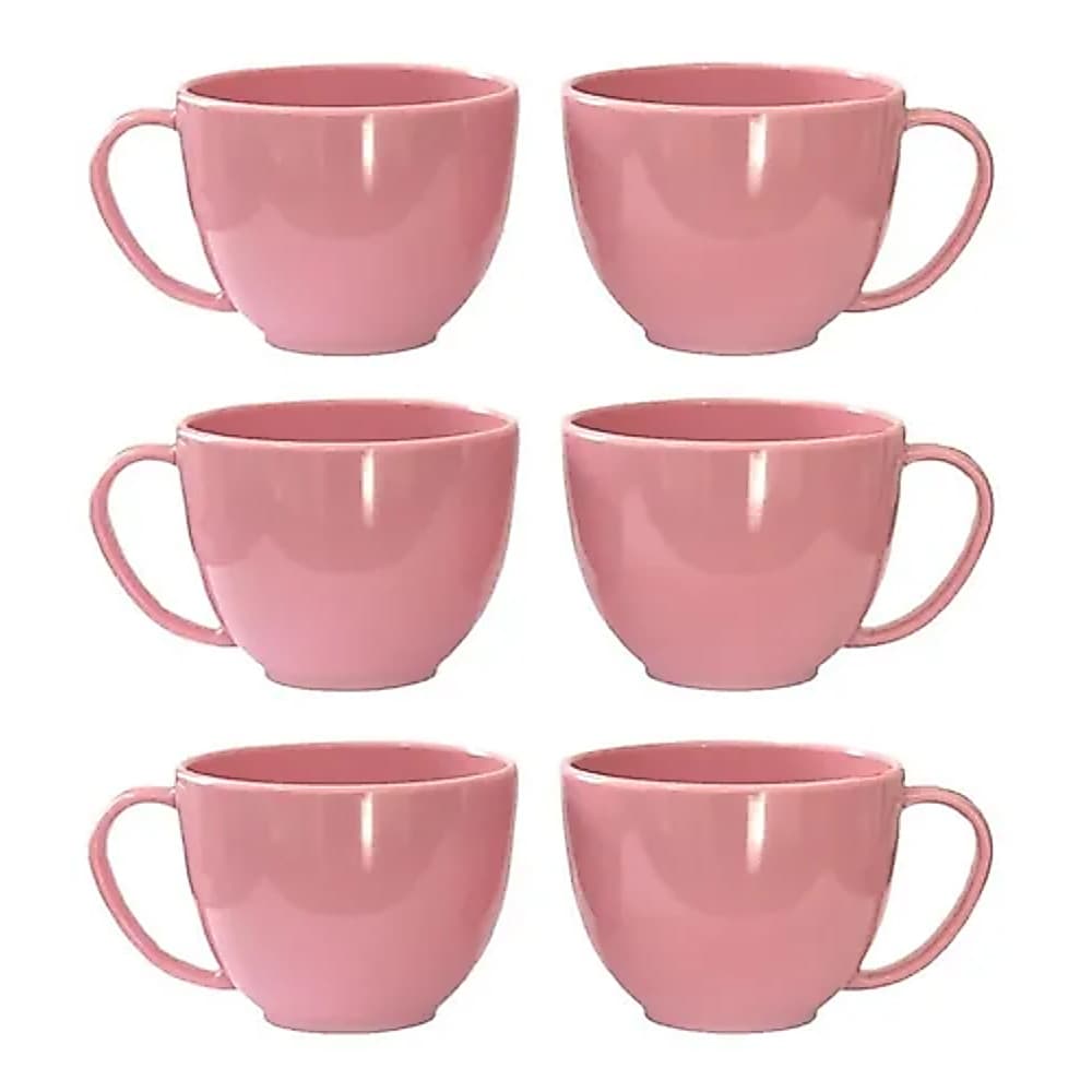Kit 4 Xícaras Acrílico 180ml Rosa Bebê Para Servir Café Chá Sobremesa