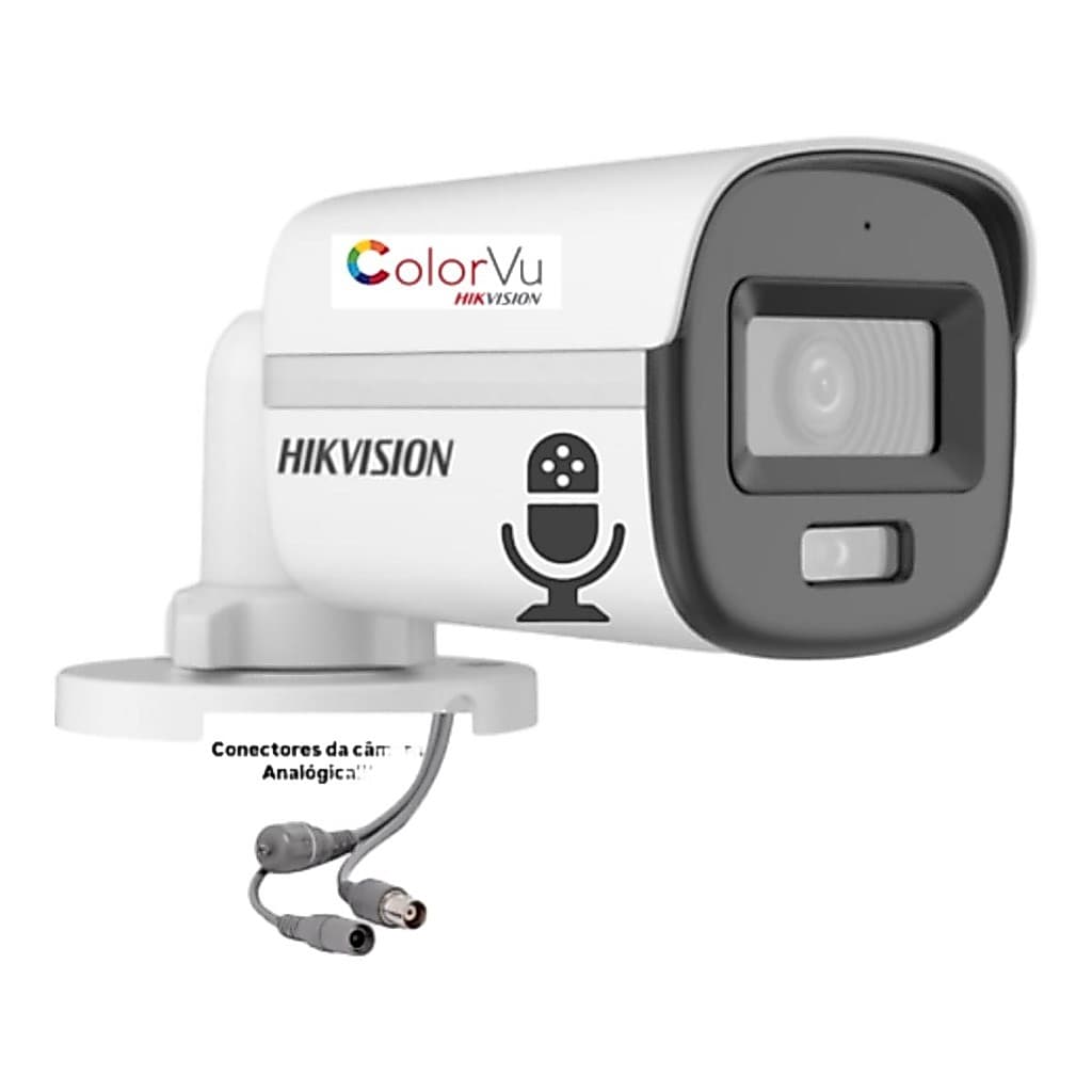 Câmera Hikvision Colorvu Ds-2ce10df0t-lpfs Full Hd Com Áudio