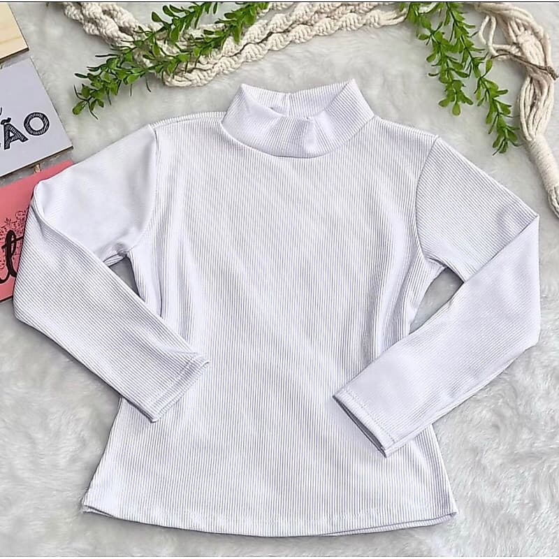 Blusa Gola Alta Manga Longa Infantil Menina 4 ao 10