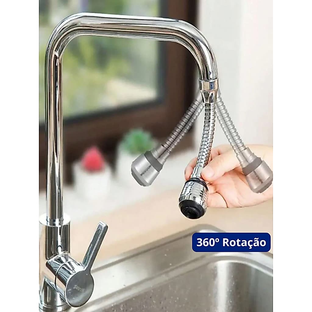 Bico Torneira Extensor Pia Alongador Adaptador Flexível 360°