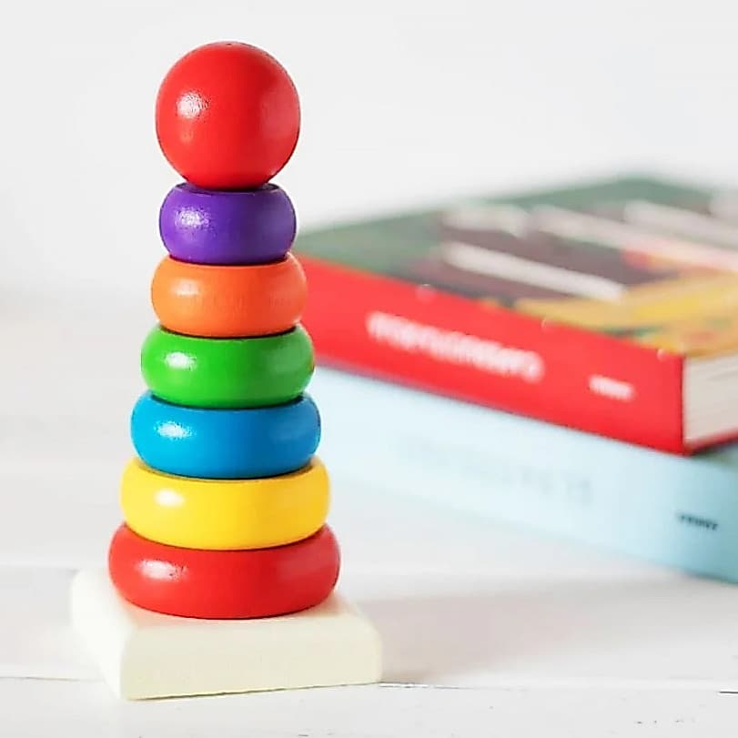 Brinquedo Educacional De Pirâmide Madeira Para Raciocínio Lógico E Matemática