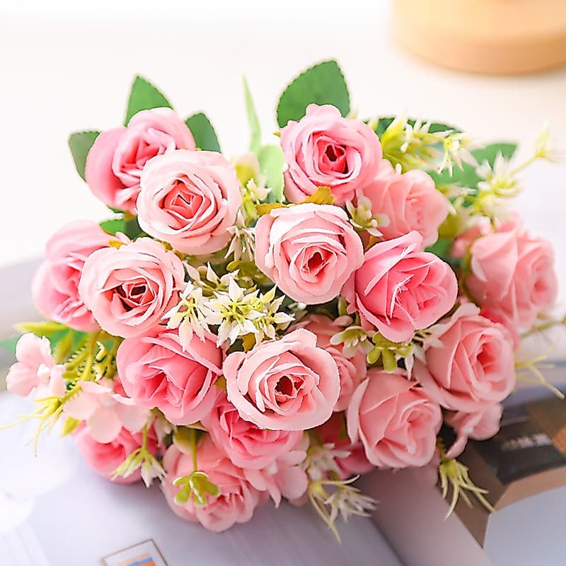 Flores artificiais artificiais 10 rosas flores artificiais casa buquês de rosas de casamento flores decorativas