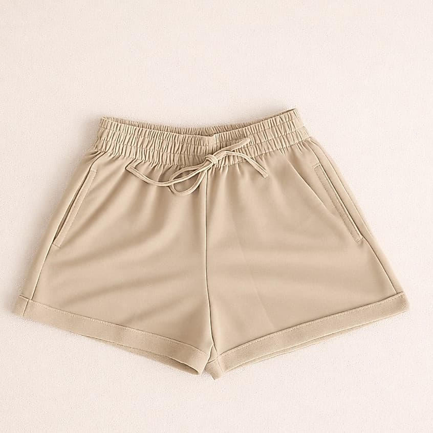 Shorts Moletinho Feminino Moda Casual C/ Bolso Lateral