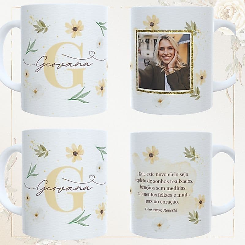 Caneca Personalizada com Nome e Foto ou Frase | Presente Criativo Amiga | Caneca de Cerâmica 325ml